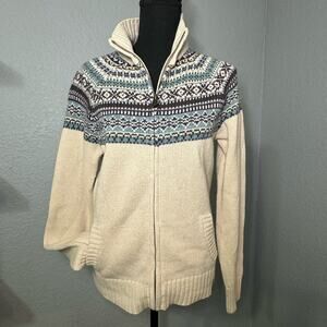 Carhartt Cream and Blue Patterned Cardigan